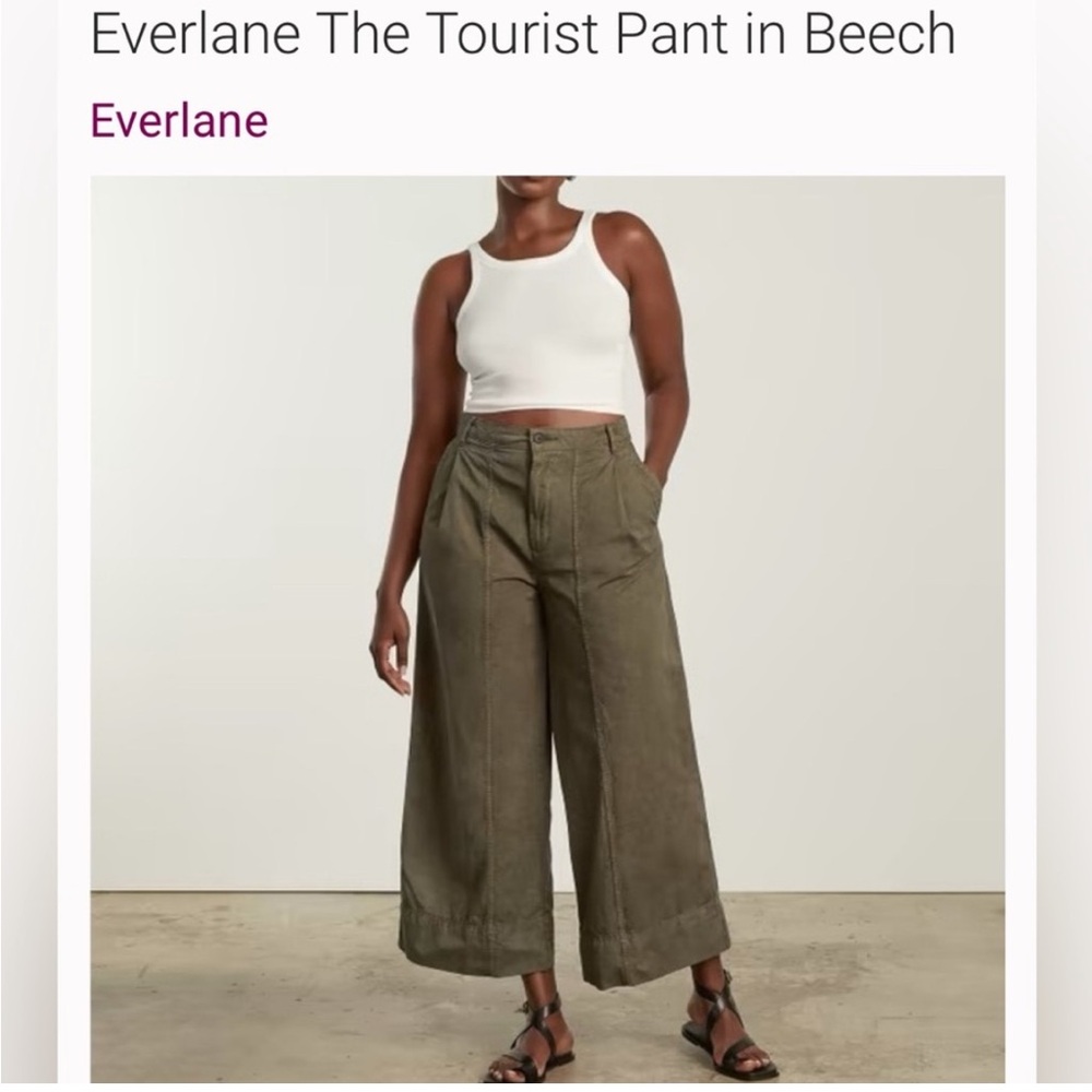 Everlane Tourist Wide Leg Pants- Women Sz 0- Beech (olive green)